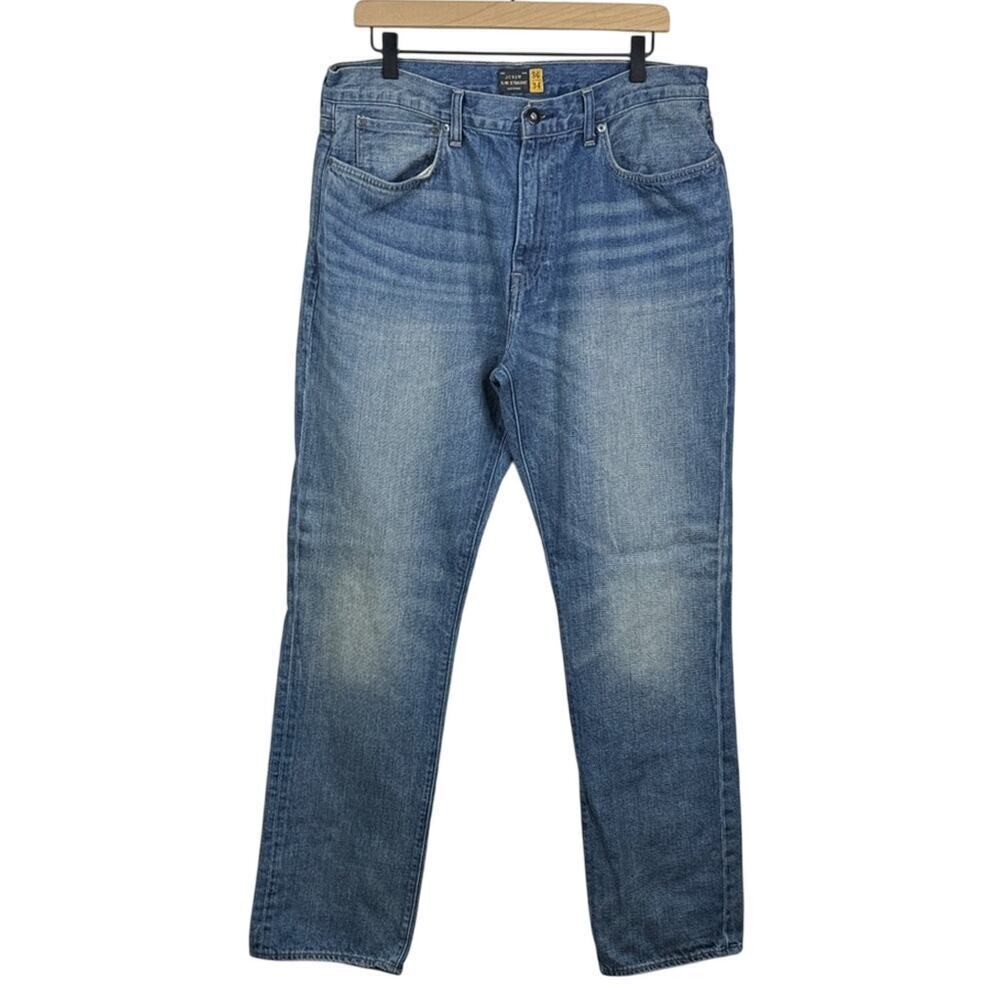 J. Crew Men's Slim Straight Blue Jeans Size 36x34 Medium Wash Denim Cotton